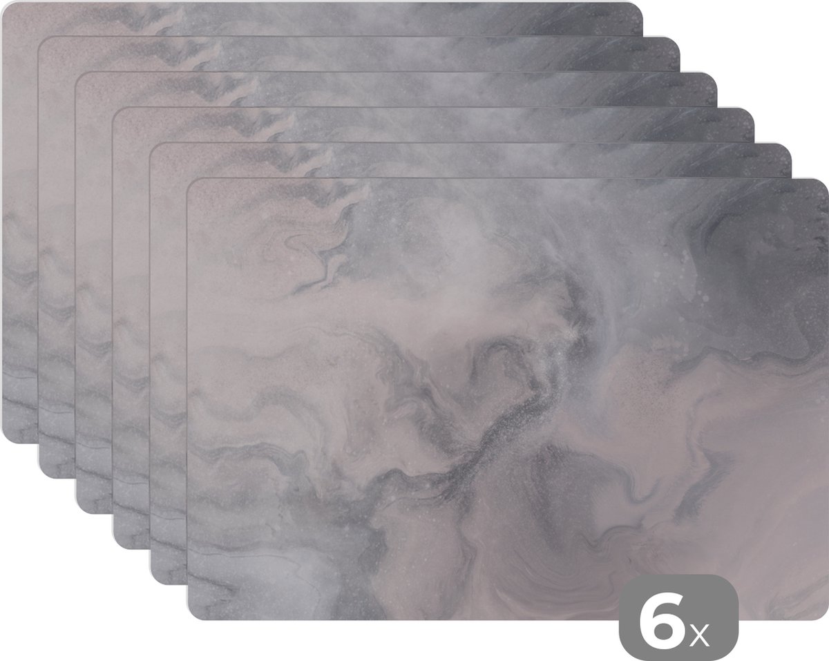 Placemat - Verf - Wolken - Abstract - Onderleggers - Placemats - Tafel - 45x30 cm - 6 stuks