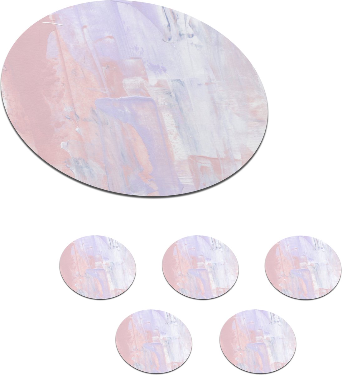 Onderzetters voor glazen - Rond - Verf - Pastel - Design - 10x10 cm - Glasonderzetters - 6 stuks