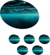 Sous-verres pour verres - Ronds - Mer - Sous-marin - Blauw - 10x10 cm - Sous-verres en verre - 6 pièces