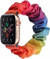Strap-it Scrunchie band - Geschikt voor Apple Watch bandje - Series 1/2/3/4/5/6/7/8/9/SE/Ultra (2) - Kleurrijk - Elastisch haarelastiek bandje van nylon - iWatch bandje voor maat: 42 mm 44 mm 45 mm 49 mm