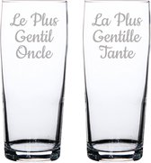 Bierfluitje gegraveerd - 19cl - Le Plus Gentil Oncle & La Plus Gentille Tante
