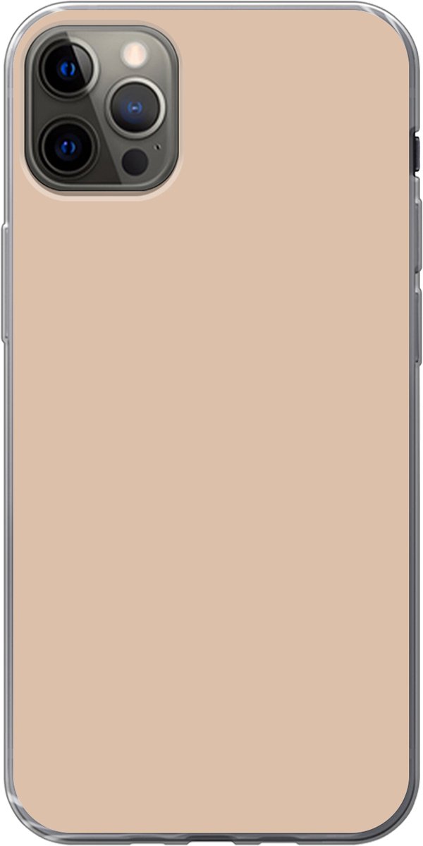 Telefoonhoesje Geschikt voor iPhone 12 Pro Max hoesje - Beige - Kleuren - Effen - Siliconen Telefoonhoesje Telefoonhoesje