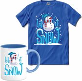 Let it snow - T-Shirt met mok - Heren - Royal Blue - Maat XXL