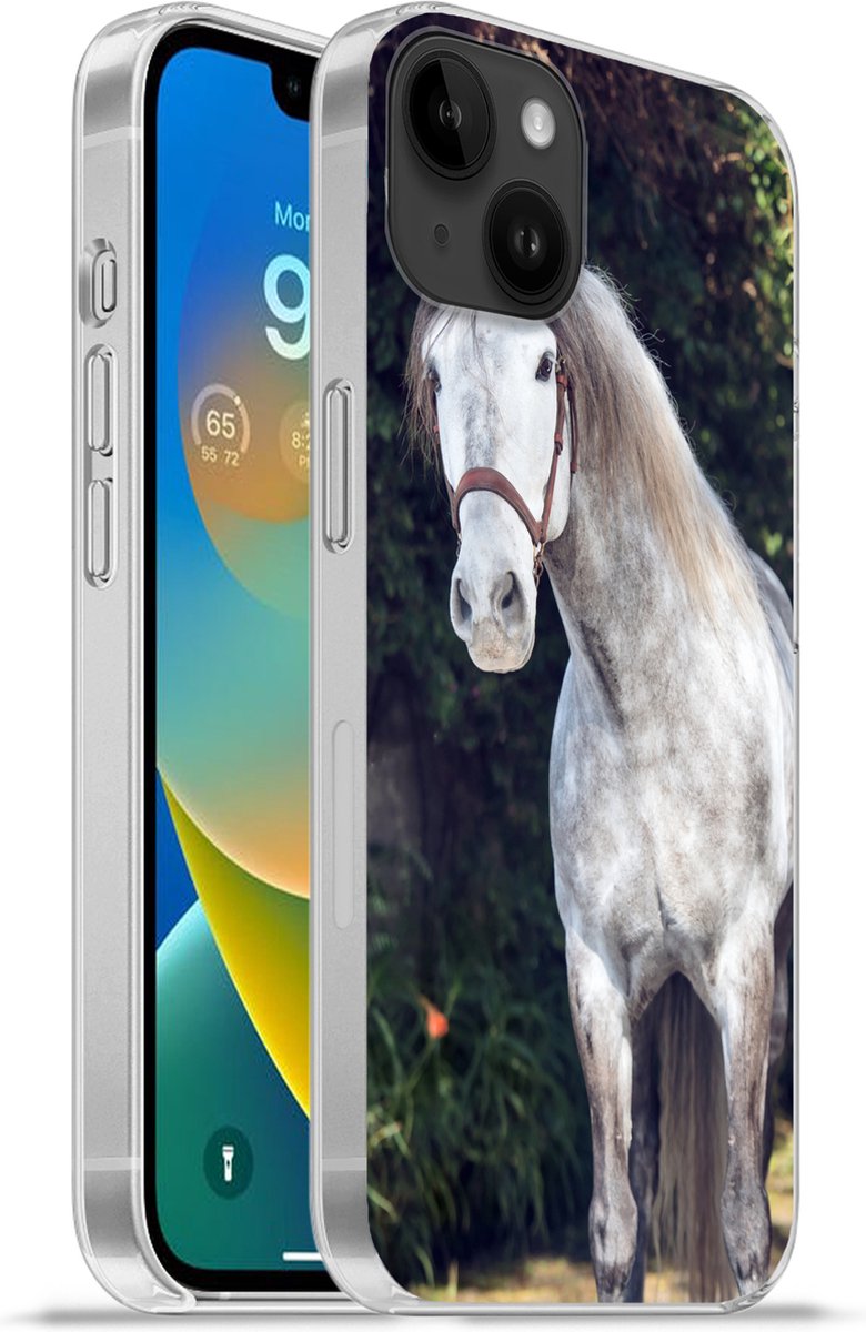 Telefoonhoesje Geschikt voor Apple Iphone 14 Plus hoesje - Paard - Halster - Natuur - Siliconen Telefoonhoesje Telefoonhoesje