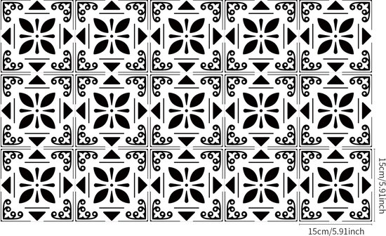 Ulticool Décoration Stickers carrelages - Bloem Zwart Wit - Cuisine cm - 15 pièces