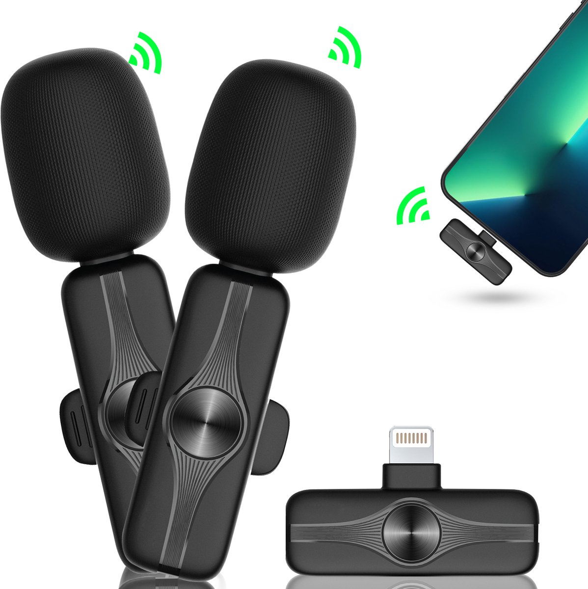 Micro Cravate sans Fil, Microphone Cravate sans Fil pour iPhone iPad  Android(Type-C) PC, Plug and Play, Micro avec 2 Émetteur & 1 Récepteur,  pour
