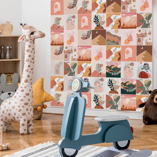 Ulticool Décoration carrelages Autocollant - Esthétique Rétro - 15x15 cm - 15 pièces Autocollants Film Adhésif Carrelage - Dos pour le Mur Salle de Bain - Cuisine Mur Cuisine - Carrelage Adhésif Auto Adhésif - Sticktiles