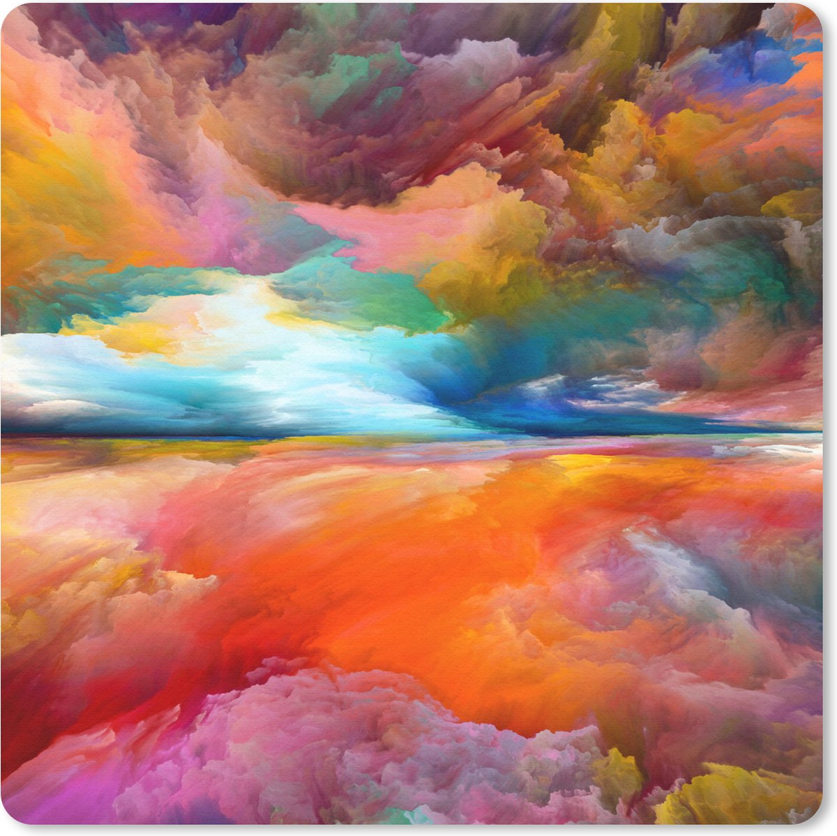 Muismat 30x30 cm - Mousepad Schilderij - Olieverf - Abstract - Wolken - Muismatten