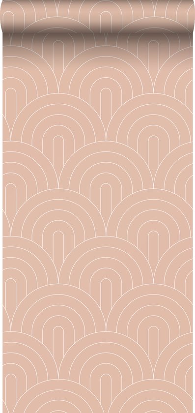 ESTAhome Papier peint motif art déco rose pêche - 139218-0,53 x 10,05 m