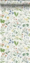 ESTAhome behang veldbloemen multicolor op wit - 139390 - 0,53 x 10,05 m