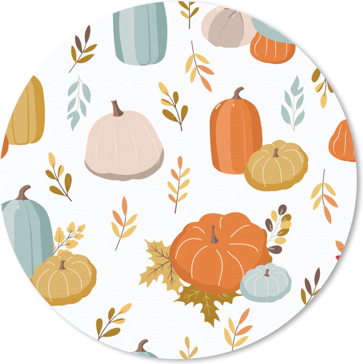 Muismat rond 20x20 cm - Mousepad Pompoen - Herfst - Patroon - Ronde muismatten