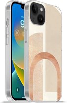 Geschikt voorApple Iphone 14 Plus - Soft case hoesje - Marmer print - Patroon - Roze - Siliconen Telefoonhoesje