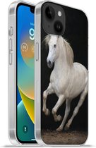 Apple iPhone 14 Plus - Housse souple - Paarden - Zwart - Portrait - Étui de téléphone en Siliconen