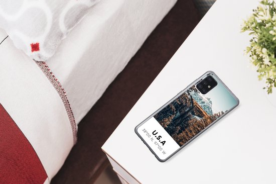 Telefoonhoesje Geschikt voor Samsung Galaxy A52 5G hoesje - Amerika - Bergen - Bomen - Siliconen Telefoonhoesje Telefoonhoesje