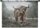 Tapisserie Scottish Highlander - Highlander écossais à l'automne Tapisserie coton 90x67 cm - Tapisserie avec photo