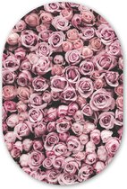 Ovale Mural - Ovale Mural - Décoration murale Plastique - Peinture Ovale - Fleurs - Roses - Nature - Rose - Botanique - 40x60 cm - Forme miroir ovale sur plastique