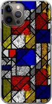 Telefoonhoesje Geschikt voor iPhone 13 Pro hoesje - Mondriaan - Glas in lood - Oude Meesters - Kunstwerk - Abstract - Schilderij - Siliconen Telefoonhoesje