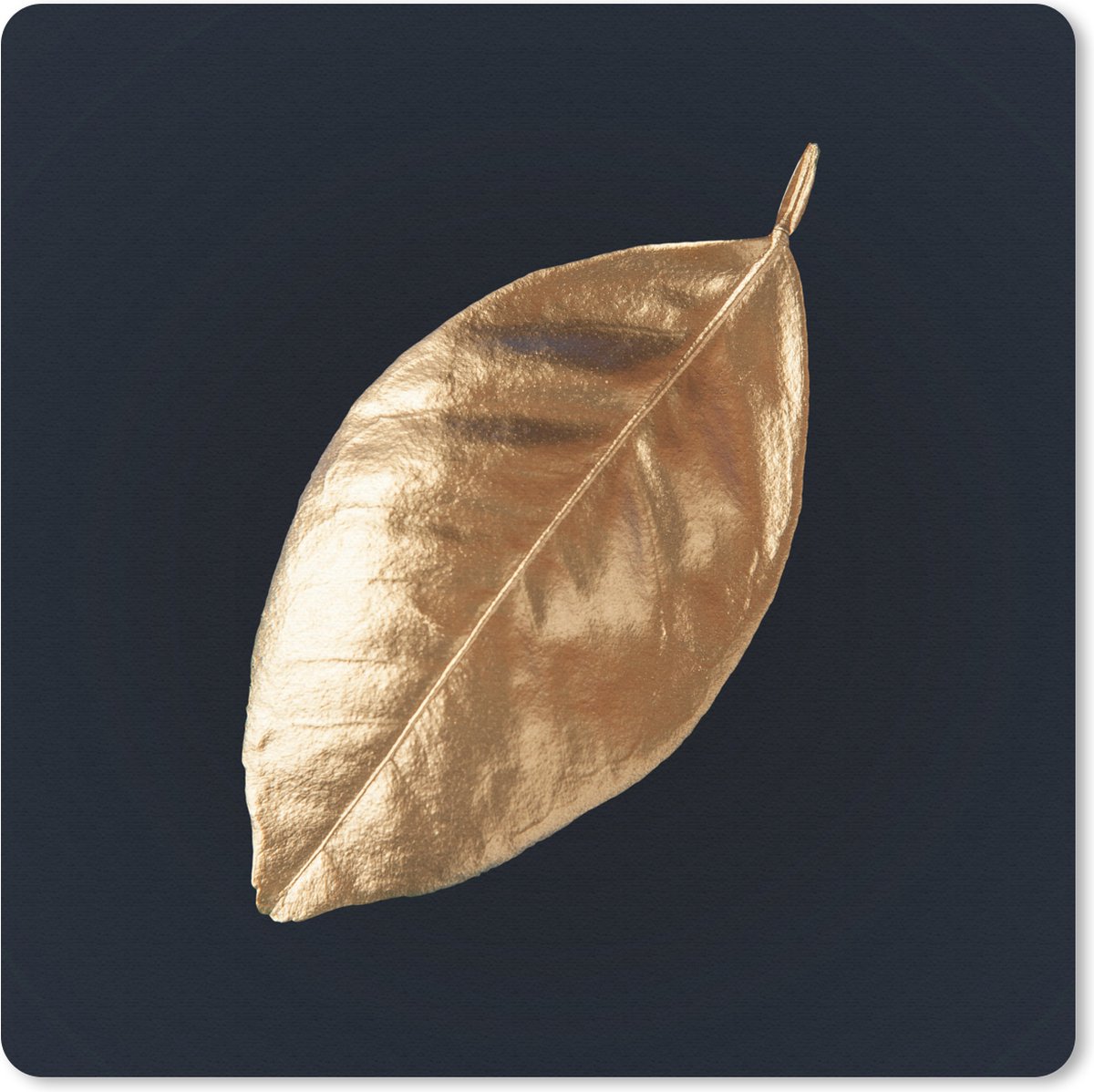 Muismat 30x30 cm - Mousepad Bladeren - Black en gold - Luxe - Natuur - Planten - Muismatten