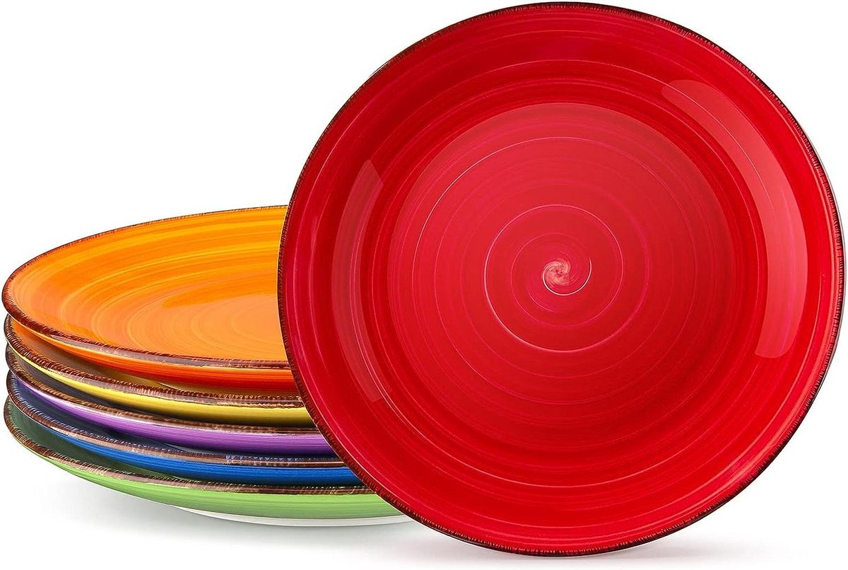 Dinerborden aardewerk eetbordenset voor 6 personen Ø 27 cm servies voor vaatwasser magnetron pastaborden ontbijtborden taartborden warme kleur
