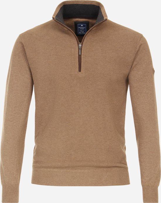 Pull skipper Redmond homme en coton - col montant - camel (épaisseur moyenne)