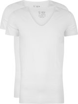 RJ Bodywear Everyday - Tilburg - 2-pack - stretch T-shirt diepe V-hals - wit (raw edge) -  Maat XXL