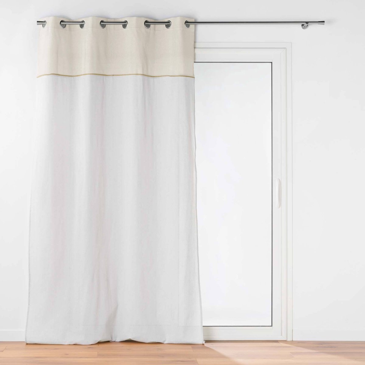 Gordijn met ringen en jute decor JANARA, 140 x 240 cm