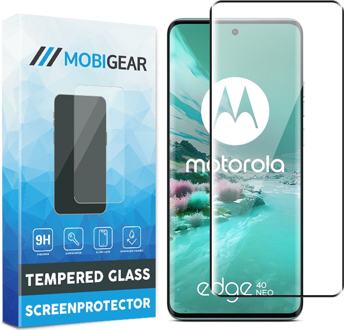 Mobigear Screenprotector geschikt voor Motorola Edge 40 Neo Glazen | Mobigear Premium Screenprotector - Case Friendly - Zwart