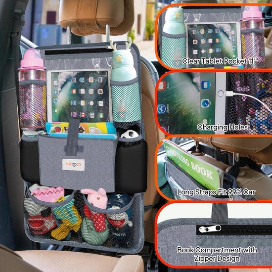 SURDOCA Auto-organizer voor kinderen met opklapbaar tafeltje – Achterbank-organizer met touchscreen-tabletvak, waterdichte rugleuningbescherming, past SURDOCA Auto-organizer voor kinderen met opklapbaar tafeltje – Achterbank-organizer met touchscreen-tabletvak, waterdichte rugleuningbescherming, past