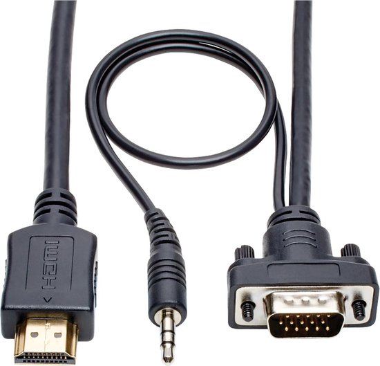 Tripp Lite P566-006-VGA-A cable gender changer HDMI HD15 + 3.5 mm Noir