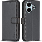 BINFEN Book Case - Convient pour Xiaomi Redmi 13 / Poco M6 4G Case - Zwart