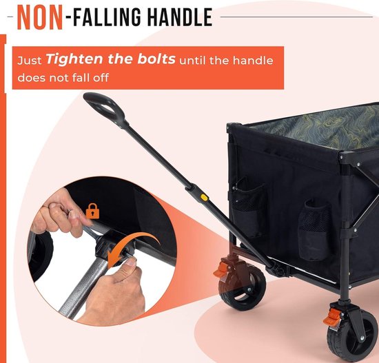 Opvouwbare Wagon Cart - Heavy Duty - All-Terrain Wielen - Outdoor Camping Sport Tuin Strand - 300 lbs — afbeelding 5