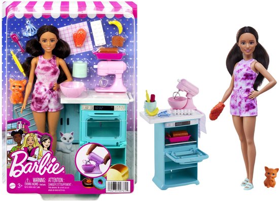 Barbie - Barbiepop Bakken met Accessoires - Met Kat - Keukenspeelset — afbeelding 3