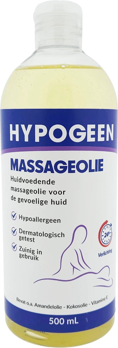 Goedkoopste Hypogeen Massageolie 500ml - ook voor de overgevoelige huid - PH-neutraal - hypoallergeen - ontspannend effect voor alle soorten spierpijn - met amandelolie en kokosolie - natuurlijke massagelotion