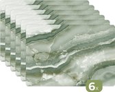 Placemat marmer groen - Groene placemats kunststof - 45x30 cm - 6 stuks - Tafeldecoratie antislip mat - Keuken decoratie - Borden onderleggers - Tafelversiering onderlegger - Tafel beschermer - Kook accessoires - Keukendecoratie versiering