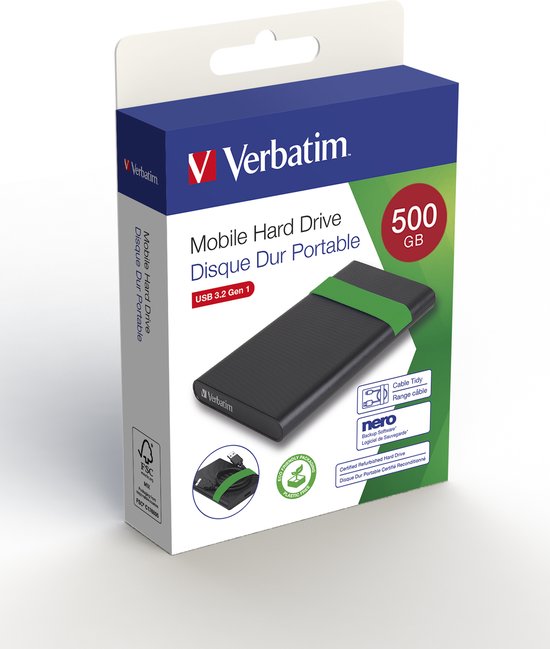 Verbatim Gecertificeerde gereviseerde harde schijf USB 3.2 Gen 1 500GB van Verbatim — afbeelding 2