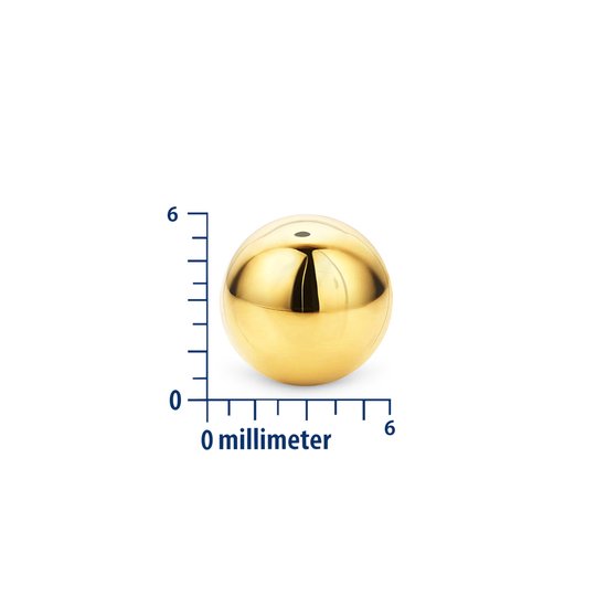 Afmeting van gouden knopoorbellen, 6 mm.