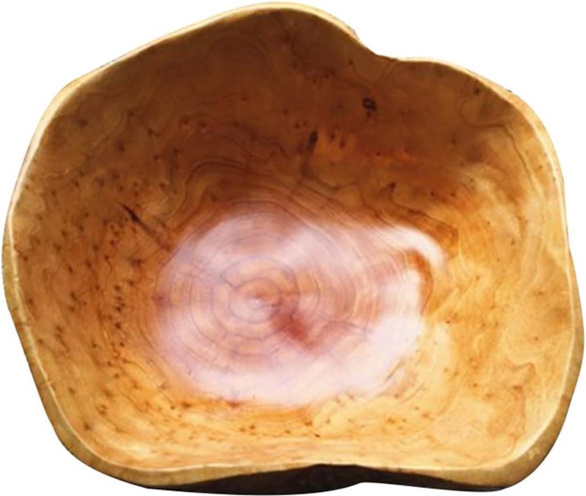 Natuurlijke houten fruitschaal decoratieve handgemaakte serveerschaal voor aanrecht 25-29 cm