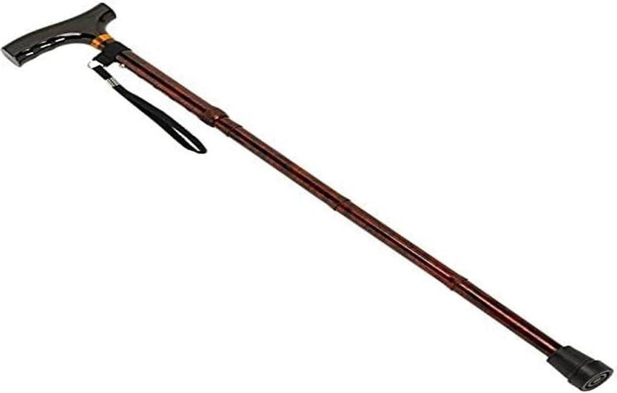 Wandelstok Gekleurde houten handvat - instelbaar - walnoot - 825-925 mm - 33-37 inch