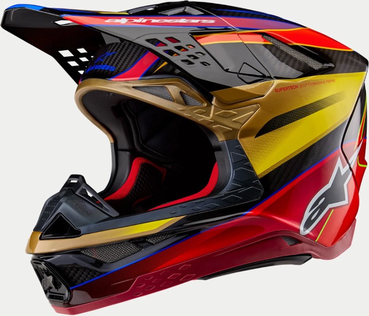 Alpinestars Supertech S-M10 Era Helmet Ece 22.06 Gold Yellow Rio Red Glossy M - Maat M - Helm