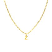 Lucardi Dames Stalen goldplated ketting closed forever letter Z - Ketting - Staal - Goudkleurig - 47 cm