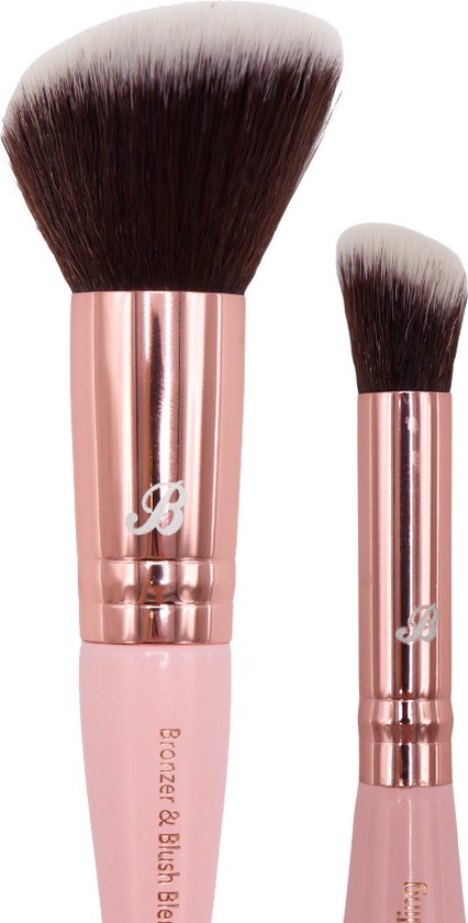 Foto: Boozyshop blush kwast soft pink gold ook geschikt voor bronzer make up kwasten flawless applicatie bronzer blush blending brush