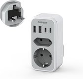 Bol.com Adapter Engeland Duitsland Stekker 6-in-1 Reisadapter UK met USB C USB A - Stopcontactadapter Engeland Schotland Type G ... aanbieding