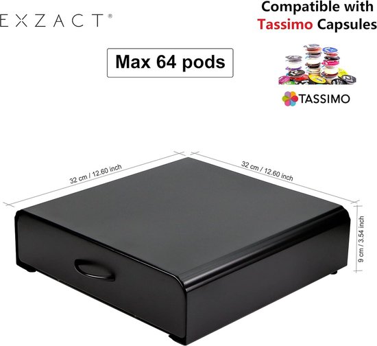 Plateau à capsules de Café compatible avec Tassimo - Capacité de stockage 64 dosettes - Support machine pour capsules de Café - Support Rack (Tassimo 64 pièces)