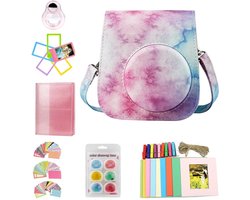 Buxibo Fujifilm Instax Mini 11 Accessoires Pakket - Inclusief Beschermhoes met Schouderriem Fuji Fotoboek/Lens/Hangertjes/Stickers - Galaxy
