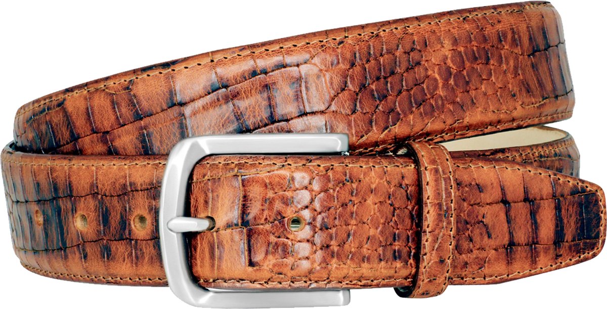 LINDENMANN leren heren riem - cognac