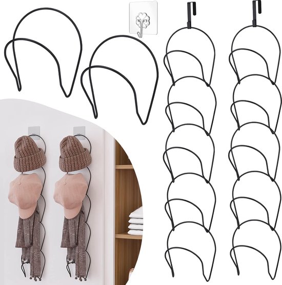Support Casquette Baseball Lot De 2 – Organisateur Transparent Pour 14 Casquettes, Anti-Déformation, Fixation Sans Perçage