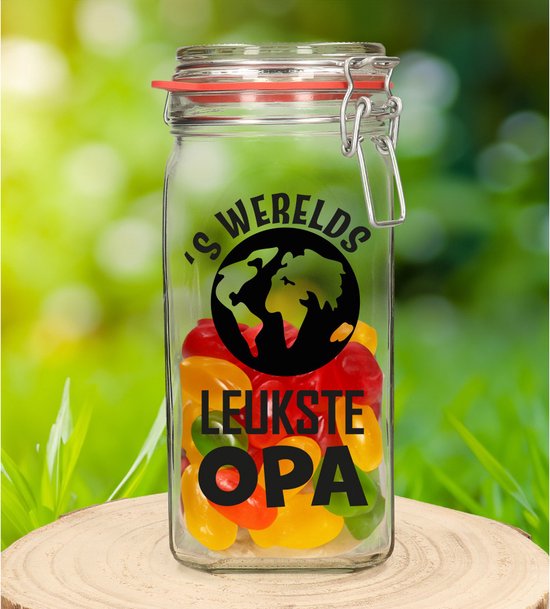 Bellatio Decorations Cadeau voorraadpot/snoeppot - opa - glas - 12 x 7 ...