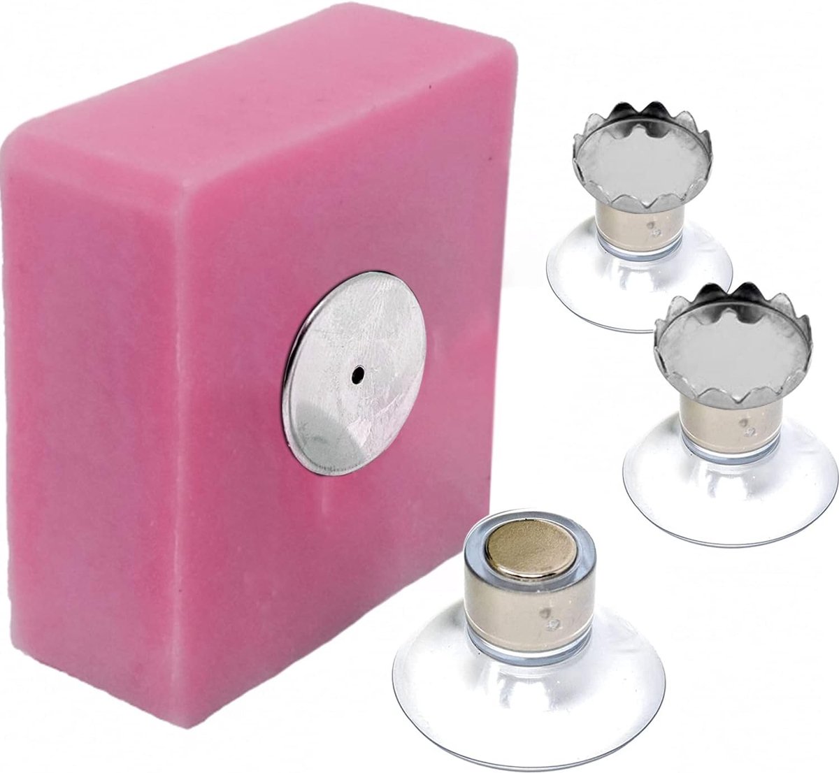Set van 5 magnetische zeephouders met zuignap Premiumkwaliteit Eenvoudig ontwerp en sterke bevestiging Roestvrij staal Wandhouder Zonder boren badkamer Keuken 250 gr