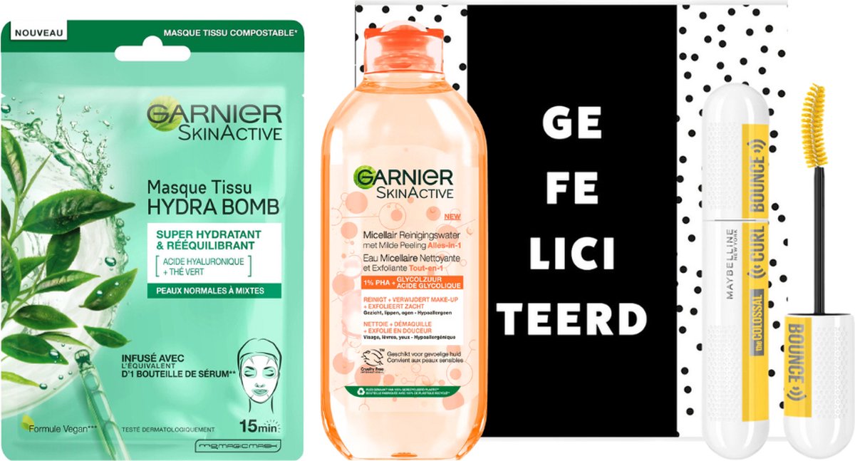 Goedkoopste Garnier Cadeauset Gefeliciteerd Skin Care & Maybelline