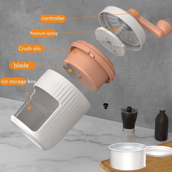 Handmatige roterende slush-ijsmachine - Slushie maker met ijsblokjesvorm - Handmatige ijscrusher met zwengel - BPA-vrij - Keukenapparaat Slush puppy machine van Blokker — afbeelding 5